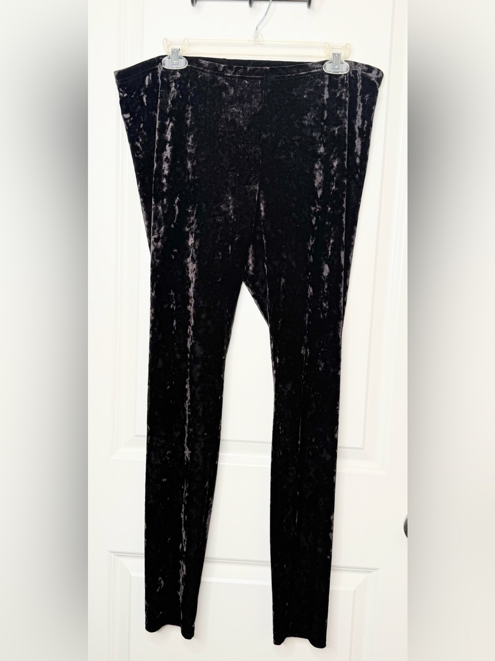 Simply Vera Vera Wang XL Black Crushed Velvet Leggings Stretch Pull On Pants